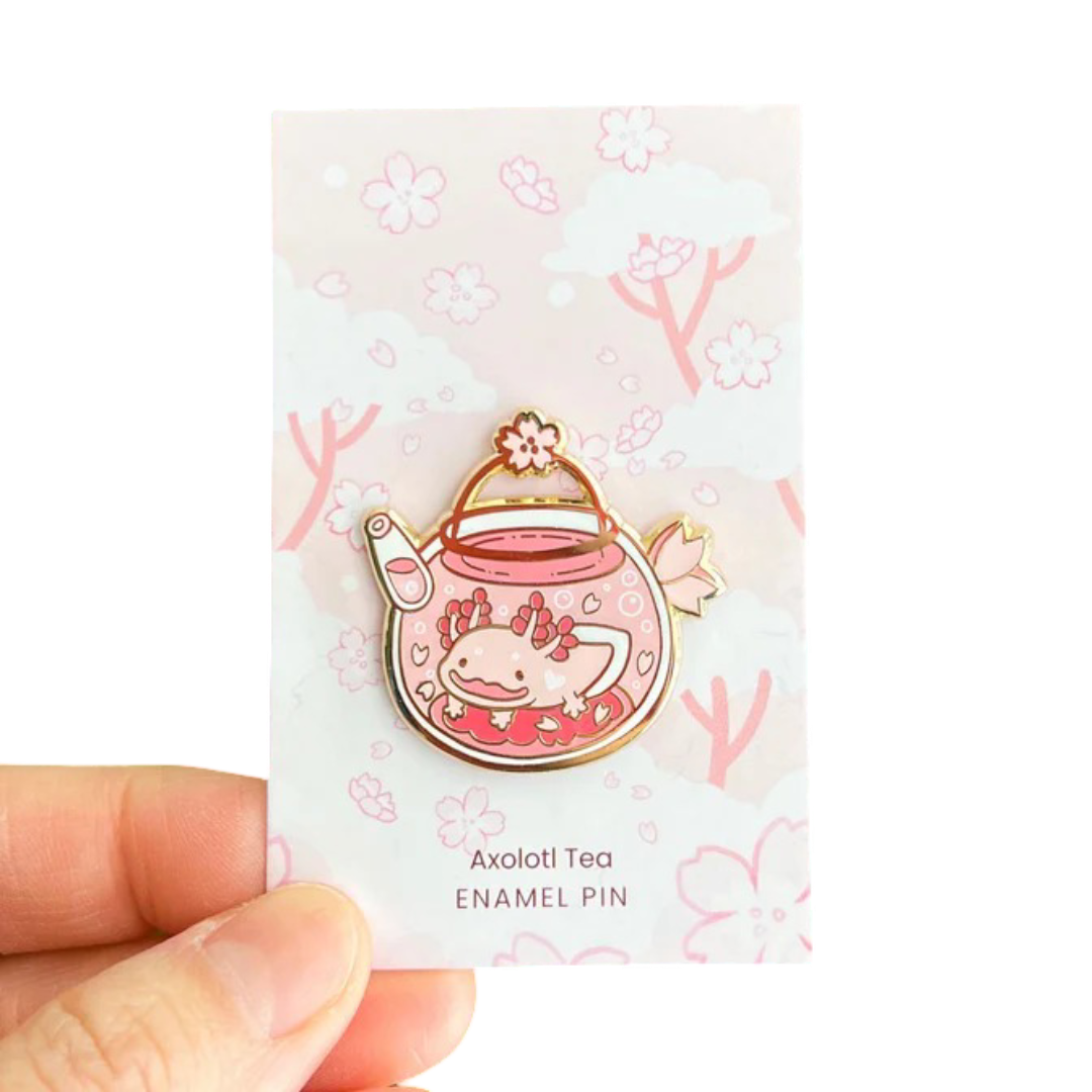 Axolotl Tea Enamel Pin Thousand Skies Clothing/Accessories