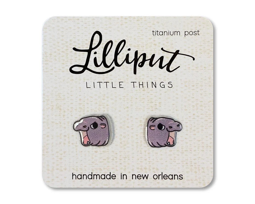 Baby Hippo/Moo Deng Earrings Lilliput Little Things Clothing/Accessories