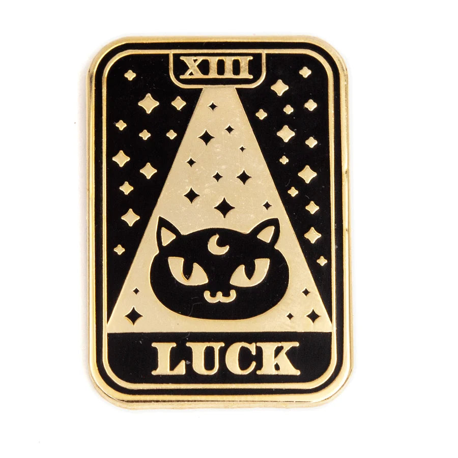 Black Cat Luck Tarot Card Enamel Pin These Are Things Clothing/Accessories