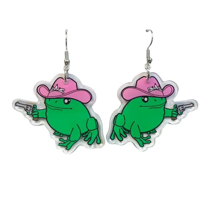 Cowboy Frog Acrylic Earrings SimpleNGreat Clothing/Accessories