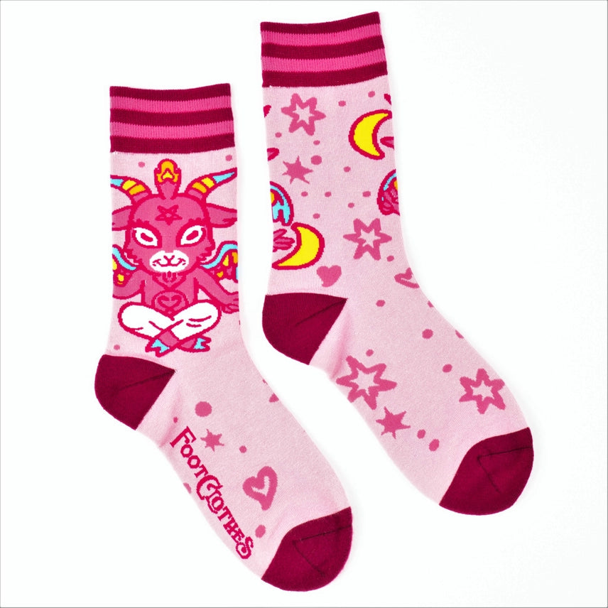 Cute Baphomet Goat Crew Socks FootClothes LLC Clothing/Accessories