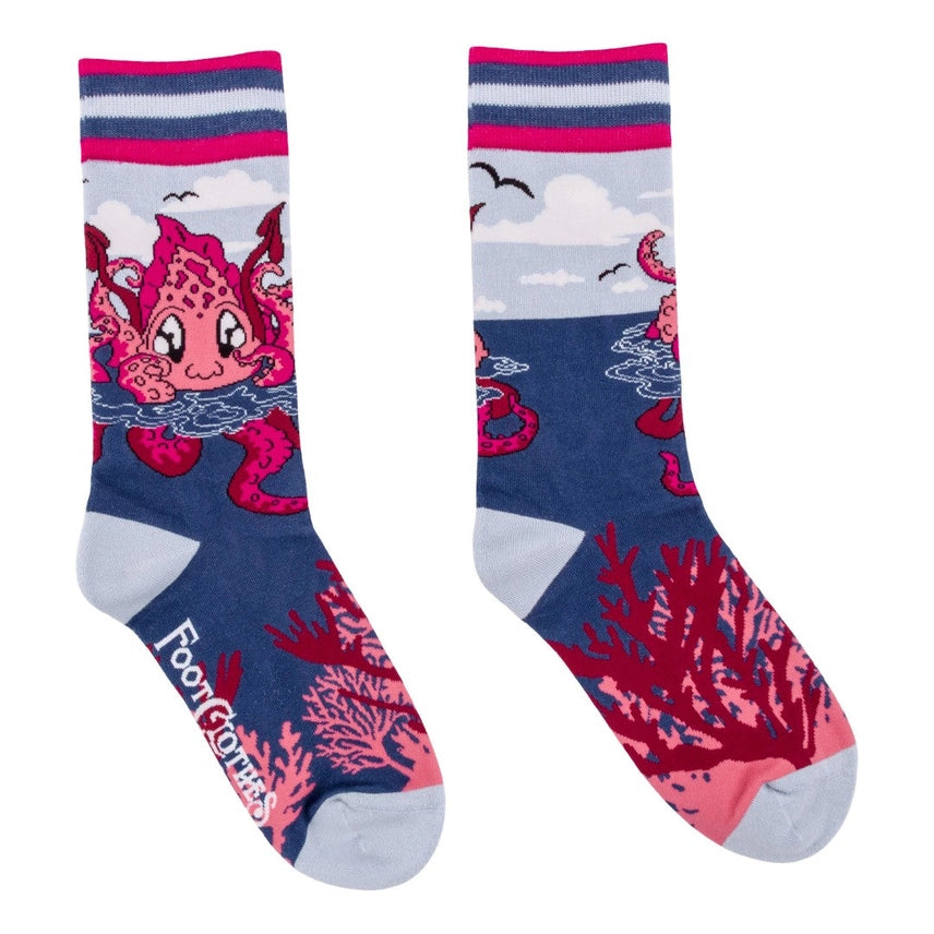 Cute Kraken Crew Socks FootClothes LLC Clothing/Accessories