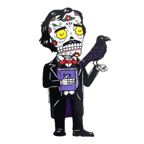 Day of the Dead Sticker: Edgar Allan Poe Fresh Prints Of Ct Paper Products
