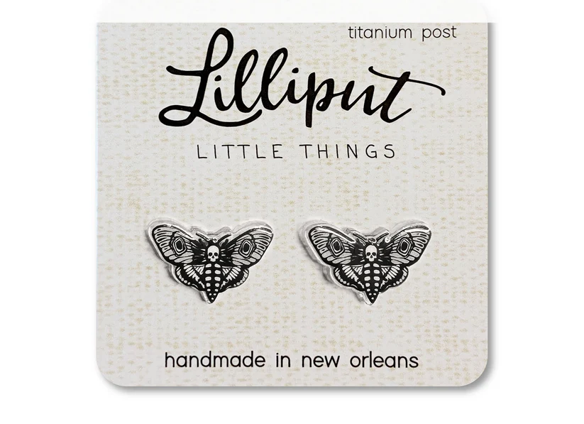 Death's Head Moth Earrings Lilliput Little Things Clothing/Accessories