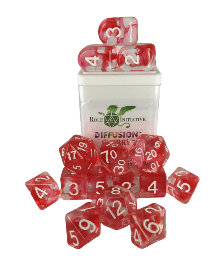 Diffusion Cherry - 15 Piece Dice Set Role 4 Initiative Dice