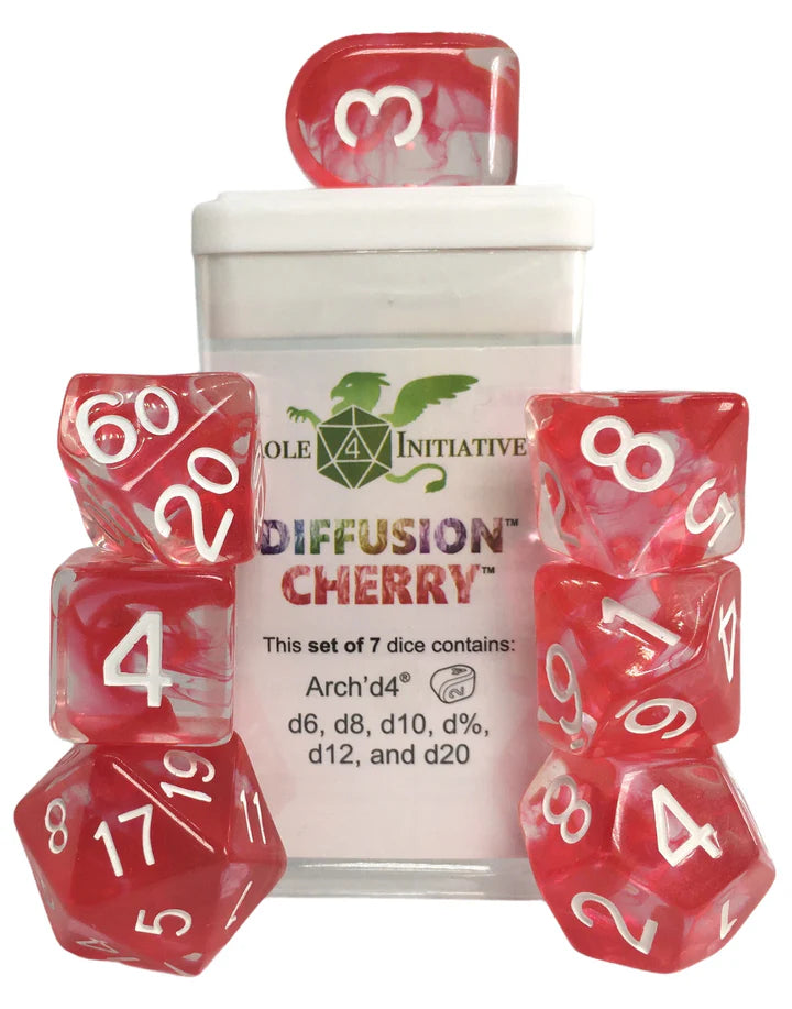 Diffusion Cherry - 7 Piece Dice Set Role 4 Initiative Dice