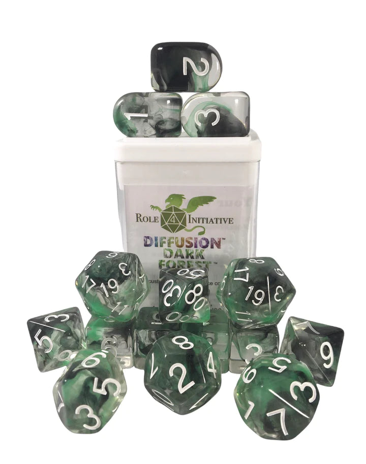 Diffusion Dark Forest - 15 Piece Dice Set Role 4 Initiative Dice