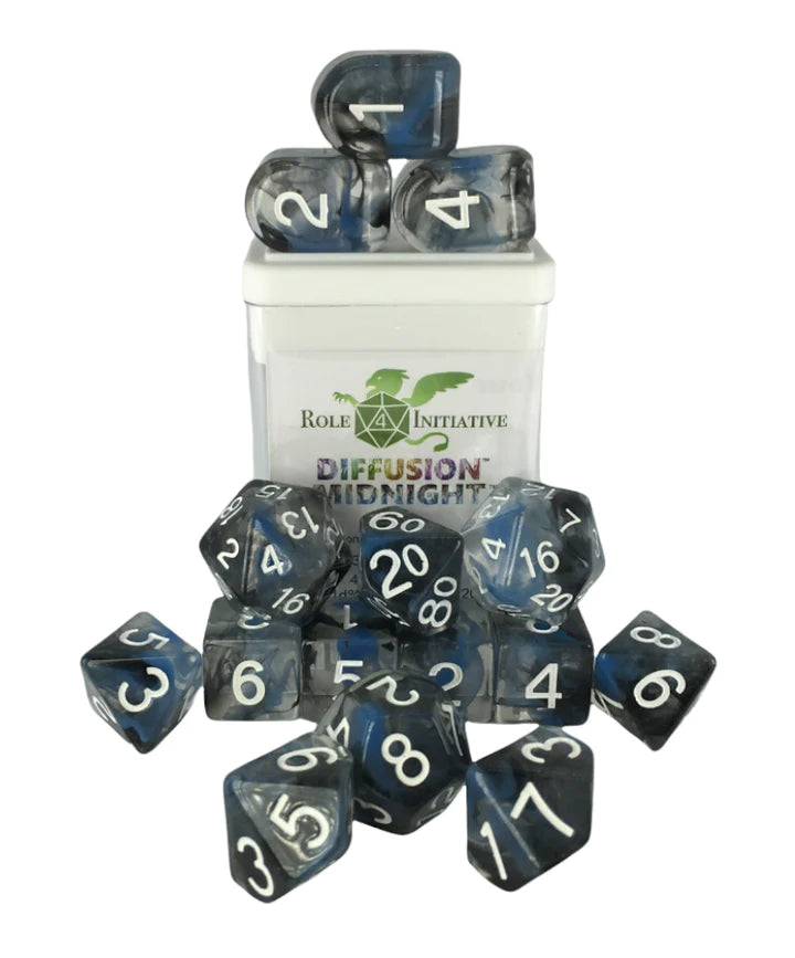 Diffusion Midnight - 15 Piece Dice Set Role 4 Initiative Dice