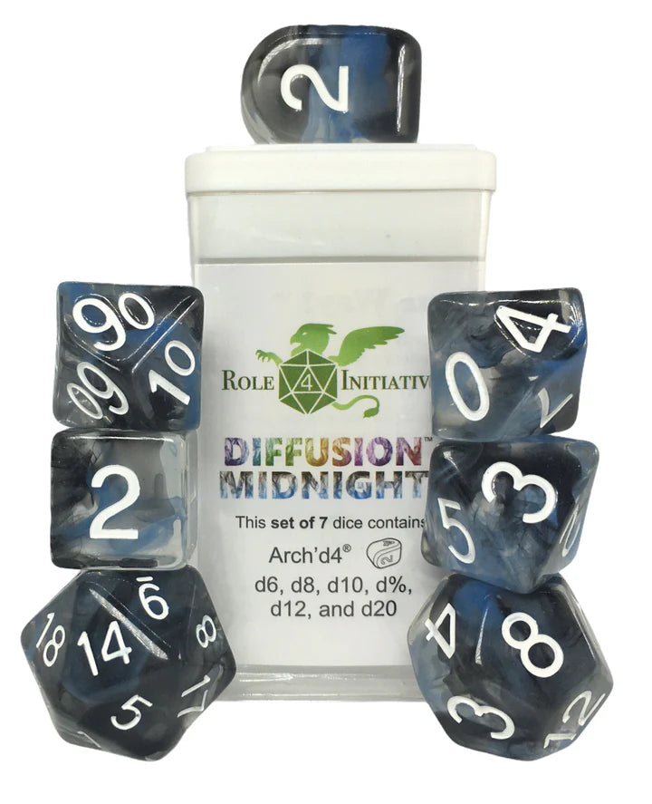 Diffusion Midnight - 7 Piece Dice Set Role 4 Initiative Dice