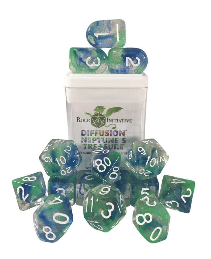 Diffusion Neptune's Treasure - 15 Piece Dice Set Role 4 Initiative Dice