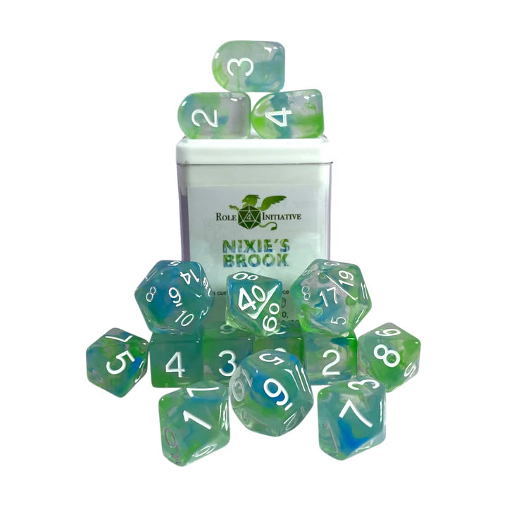 Diffusion Nixie's Brook - 15 Piece Dice Set Role 4 Initiative Dice