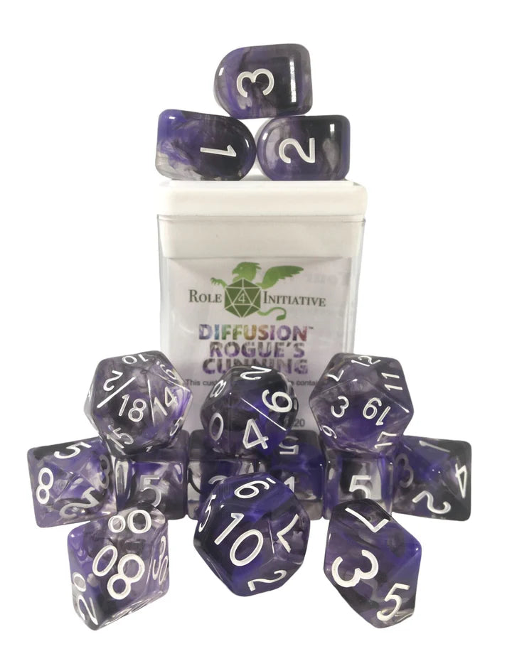 Diffusion Rogue's Cunning - 15 Piece Dice Set Role 4 Initiative Dice