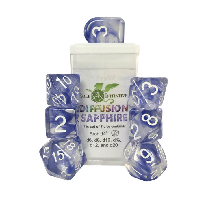 Diffusion Sapphire - 7 Piece Dice Set Role 4 Initiative Dice