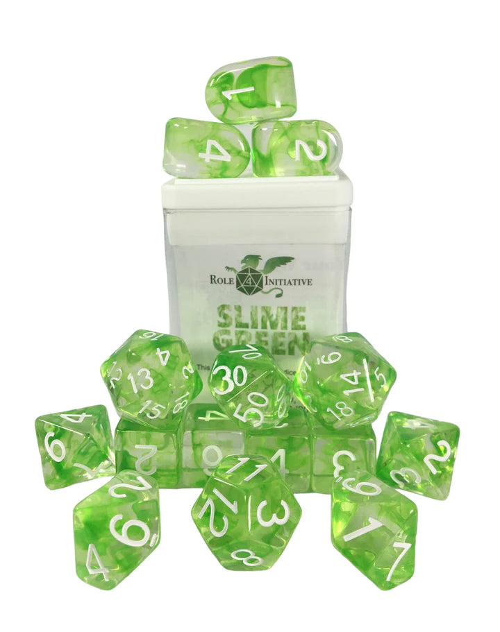 Diffusion Slime Green - 15 Piece Dice Set Role 4 Initiative Dice