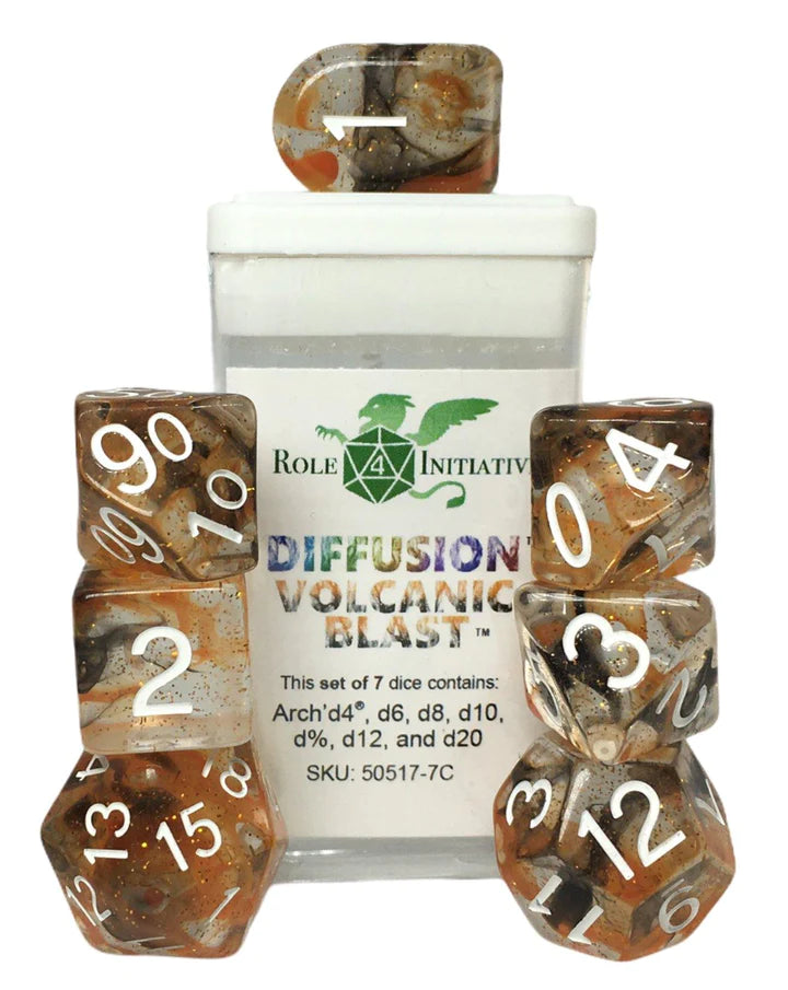 Diffusion Volcanic Blast - 7 Piece Dice Set Role 4 Initiative Dice