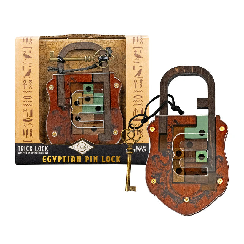 Egyptian Pin Lock Metal/Wooden Puzzle Project Genius Puzzles/Playthings