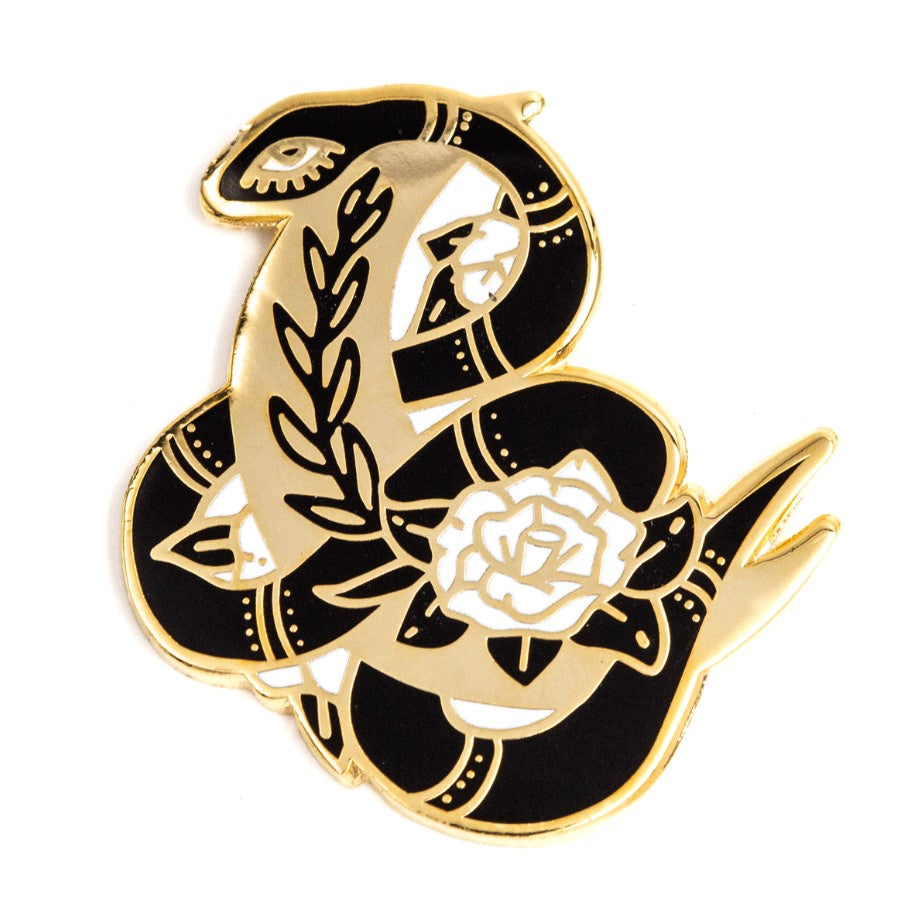 Floral Snake Moon Enamel Pin These Are Things Clothing/Accessories