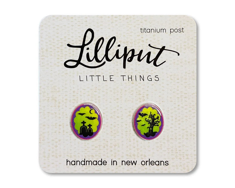 Graveyard Cameo Earrings Lilliput Little Things Clothing/Accessories