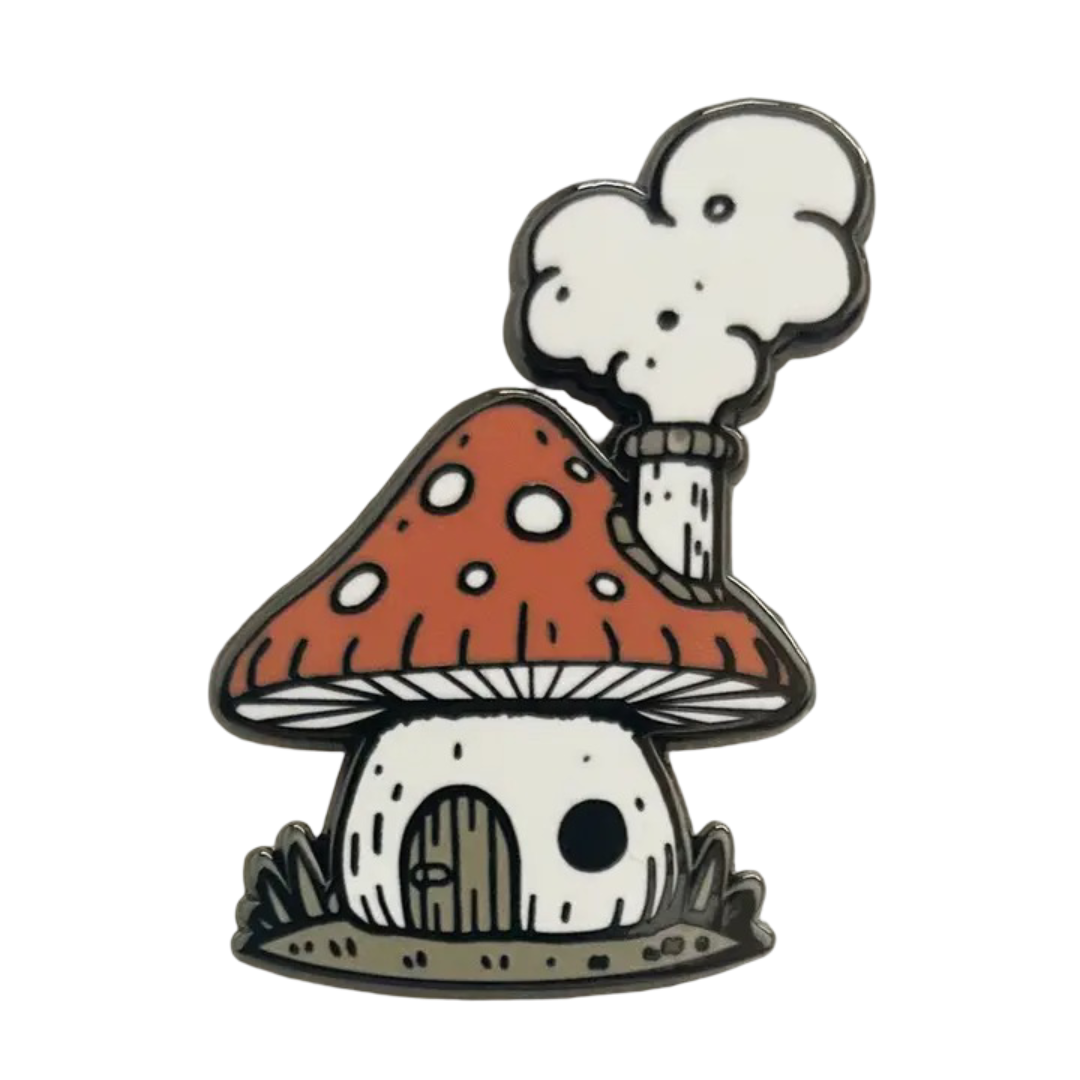 Mushroom House Enamel Pin Strike Gently Clothing/Accessories