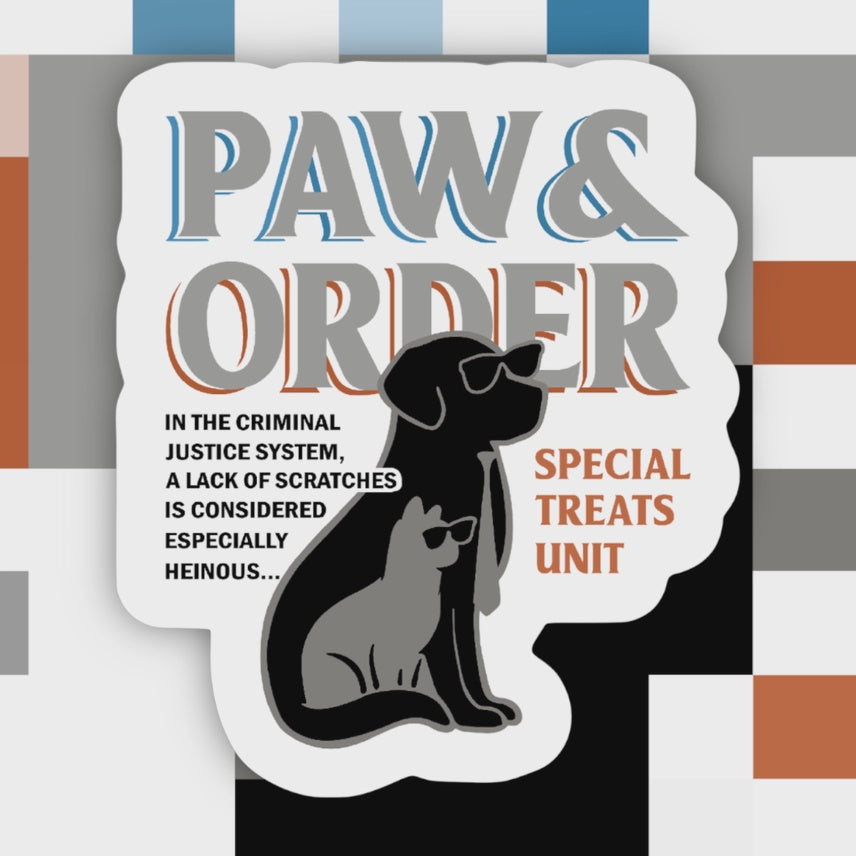 Paw and Order Special Treats Unit Vinyl Sticker Ace the Pitmatian Co. Paper Products