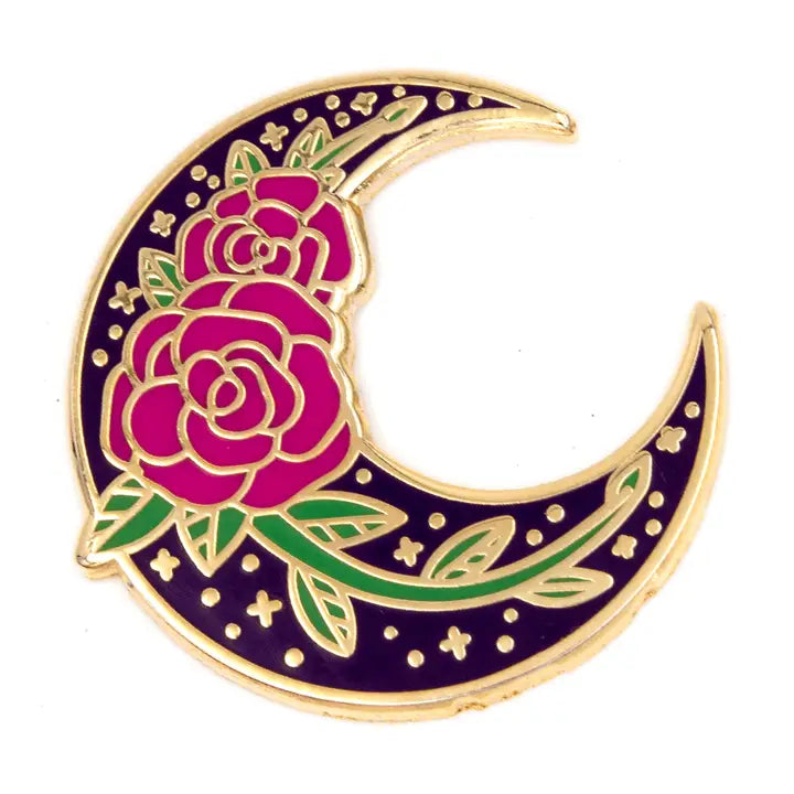 Rose Moon Enamel Pin These Are Things Clothing/Accessories