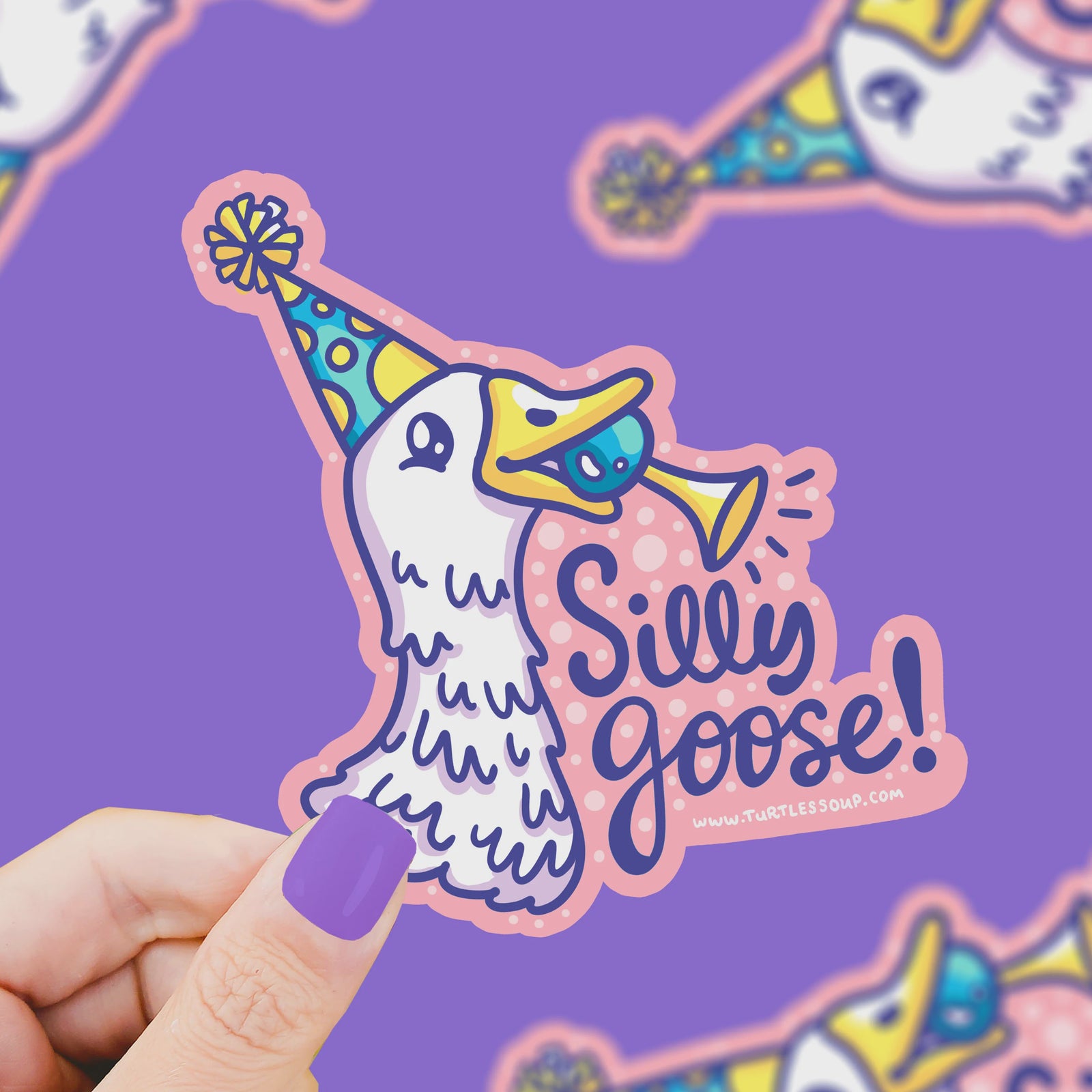Silly Goose Party Clown Vinyl Sticker Turtle's Soup Paper Products