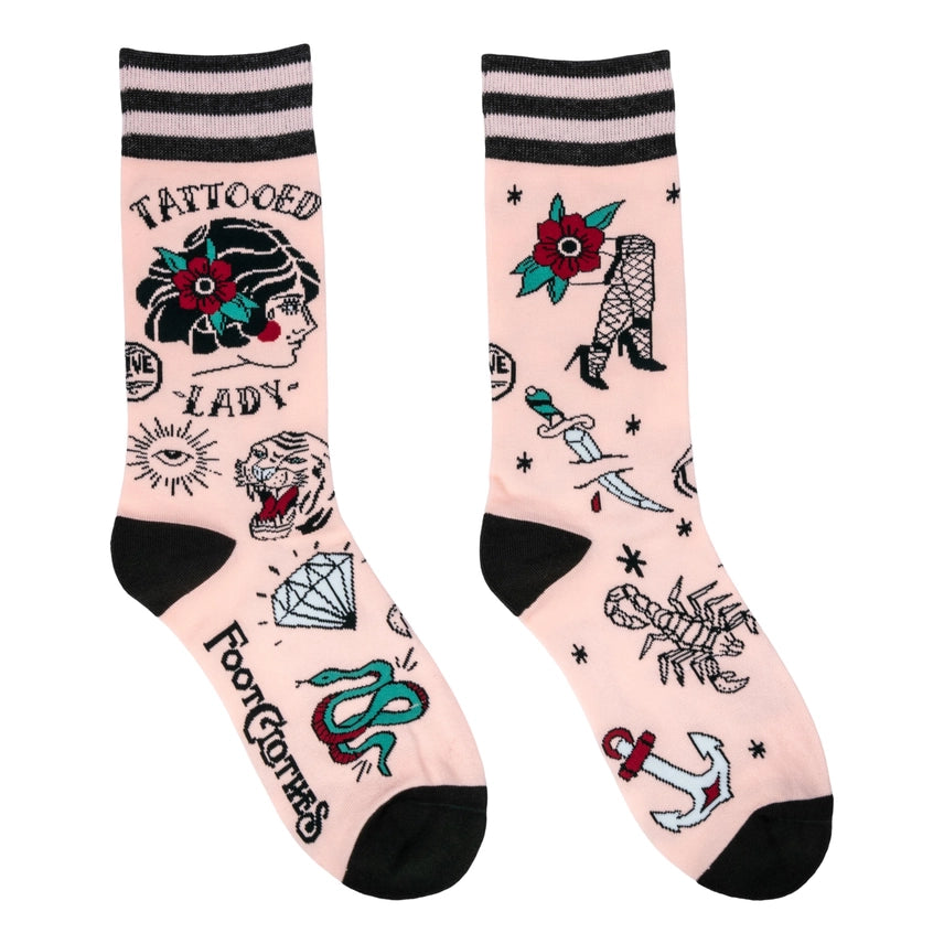 Tattooed Lady Crew Socks FootClothes LLC Clothing/Accessories