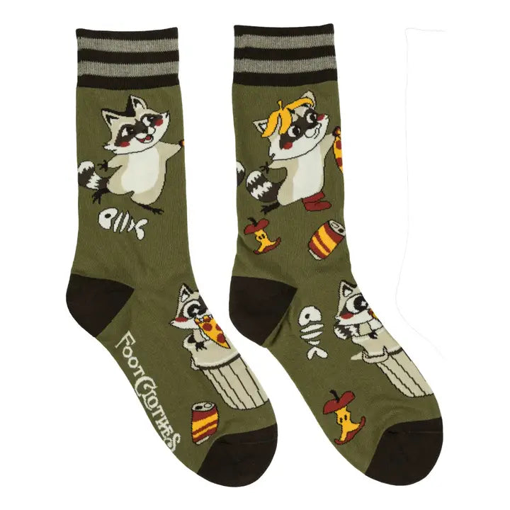 Trash Panda Pizza Party Crew Socks FootClothes LLC Clothing/Accessories