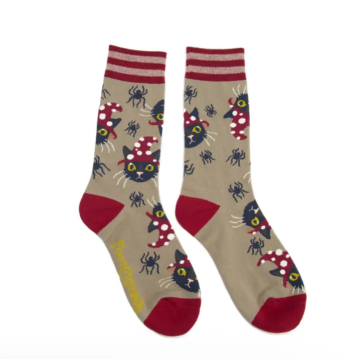 Witchy Whiskers Crew Socks FootClothes LLC Clothing/Accessories