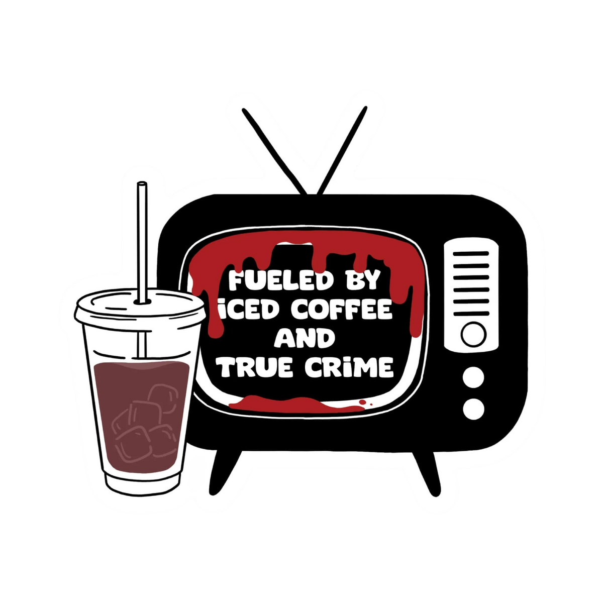 Iced Coffee &amp; True Crime Vinyl Sticker