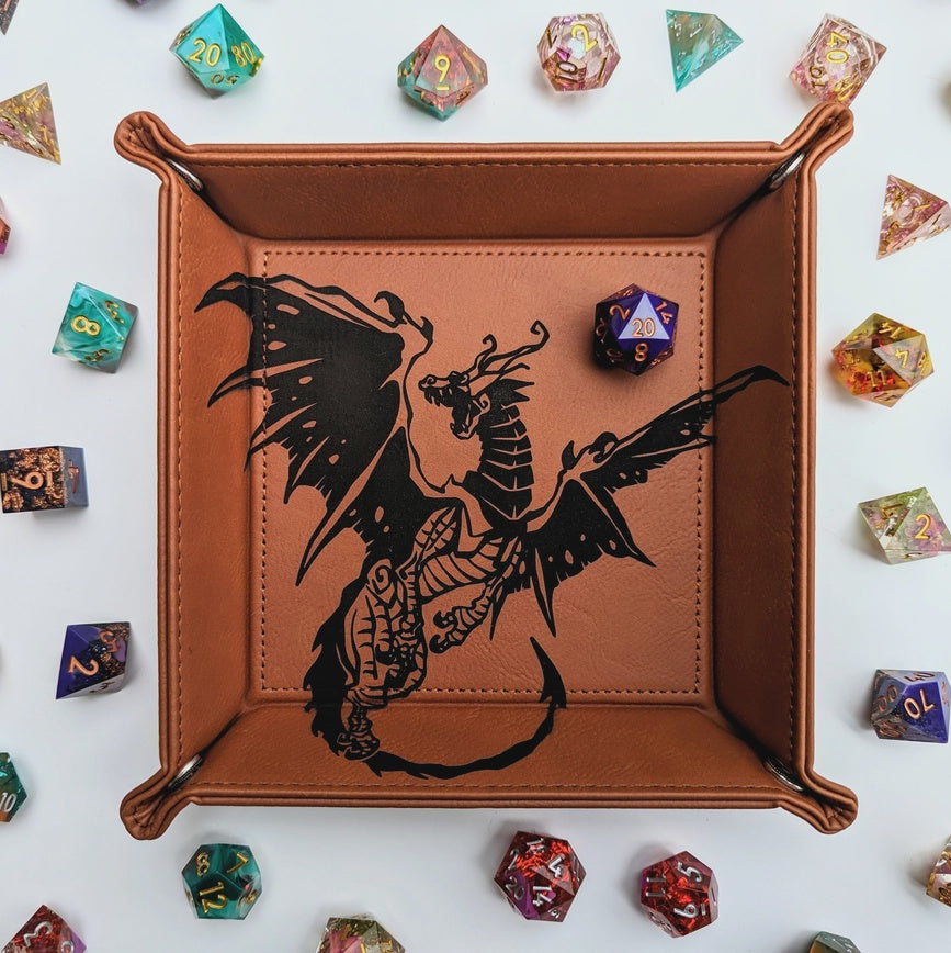 Spawn of Tiamat - Vegan Leather Dice Rolling Tray - Nerd Herd