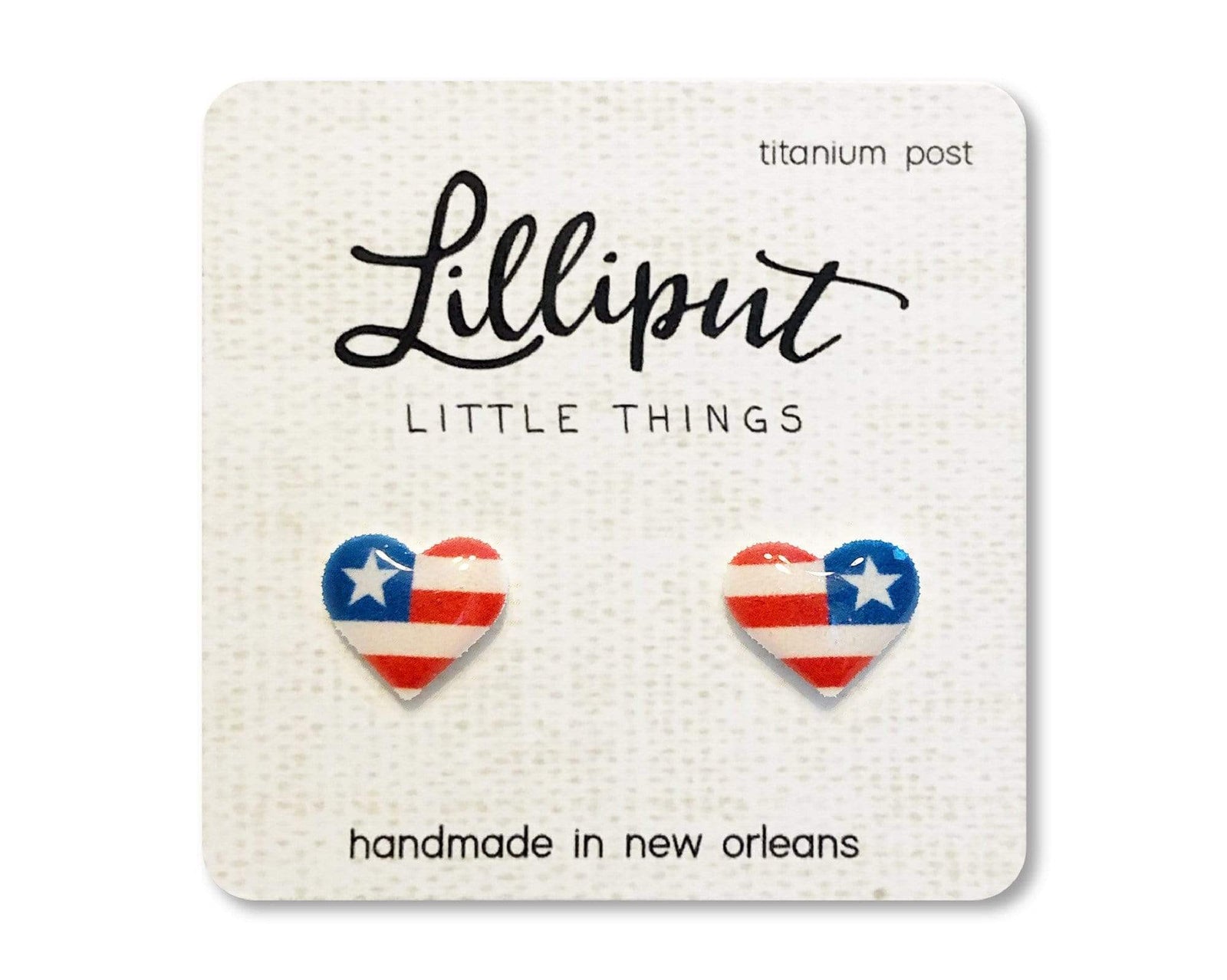 American Flag Hearts Earrings Lilliput Little Things Clothing/Accessories