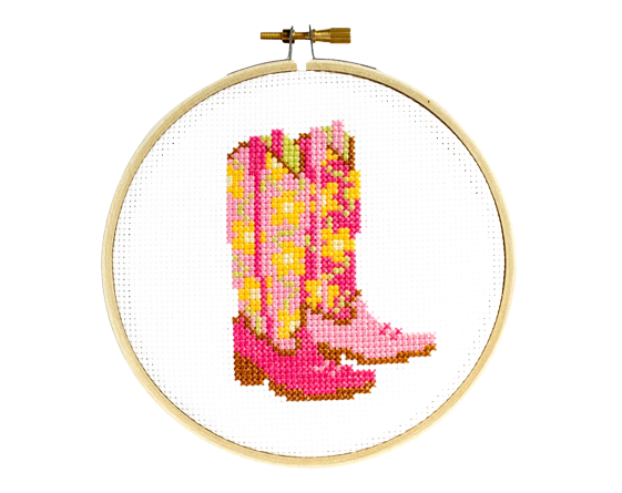 Cross Stitch Kit: Cowgirl Boots The Stranded Stitch Projects/Kits