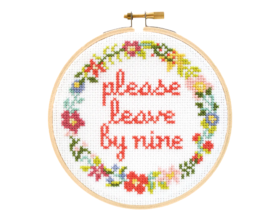 Cross Stitch Kit: Please Leave By Nine The Stranded Stitch Projects/Kits