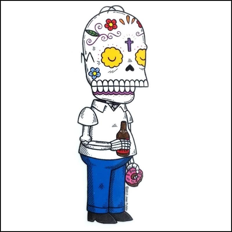 Day of the Dead Sticker: Homer Simpson Fresh Prints Of Ct Paper Products