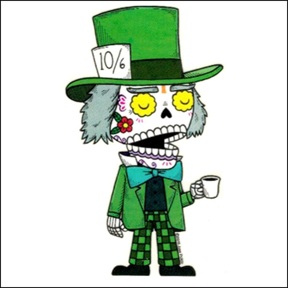 Day of the Dead Sticker: Mad Hatter Fresh Prints Of Ct Paper Products