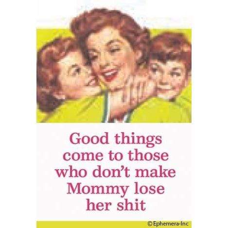 Good things come to those who don't make Mommy lose her shit magnet Ephemera Home Decor/Kitchenware