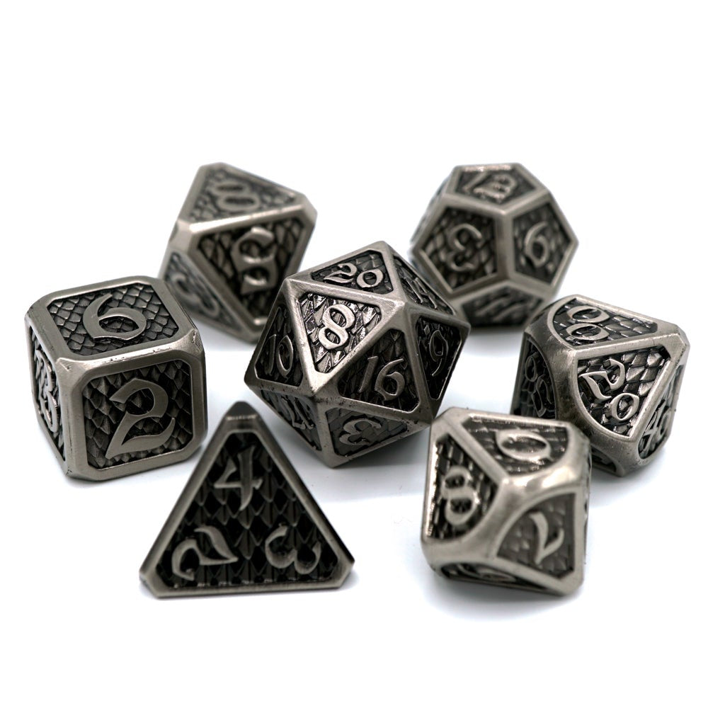 Metal Dice Set: Drakona Eldric Argentum Die Hard Dice Dice