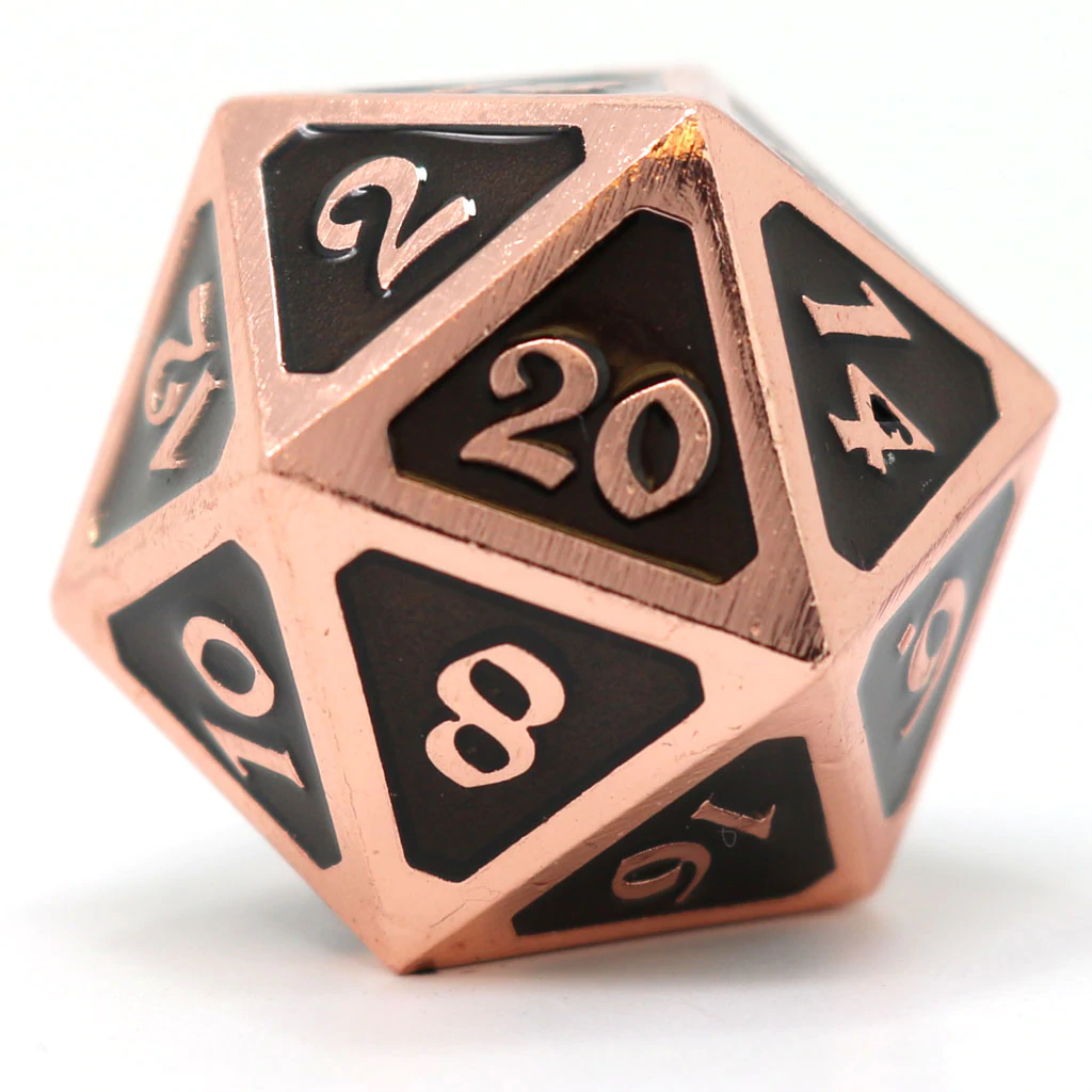 Metal Dire d20: Mythica Copper Onyx Die Hard Dice Dice