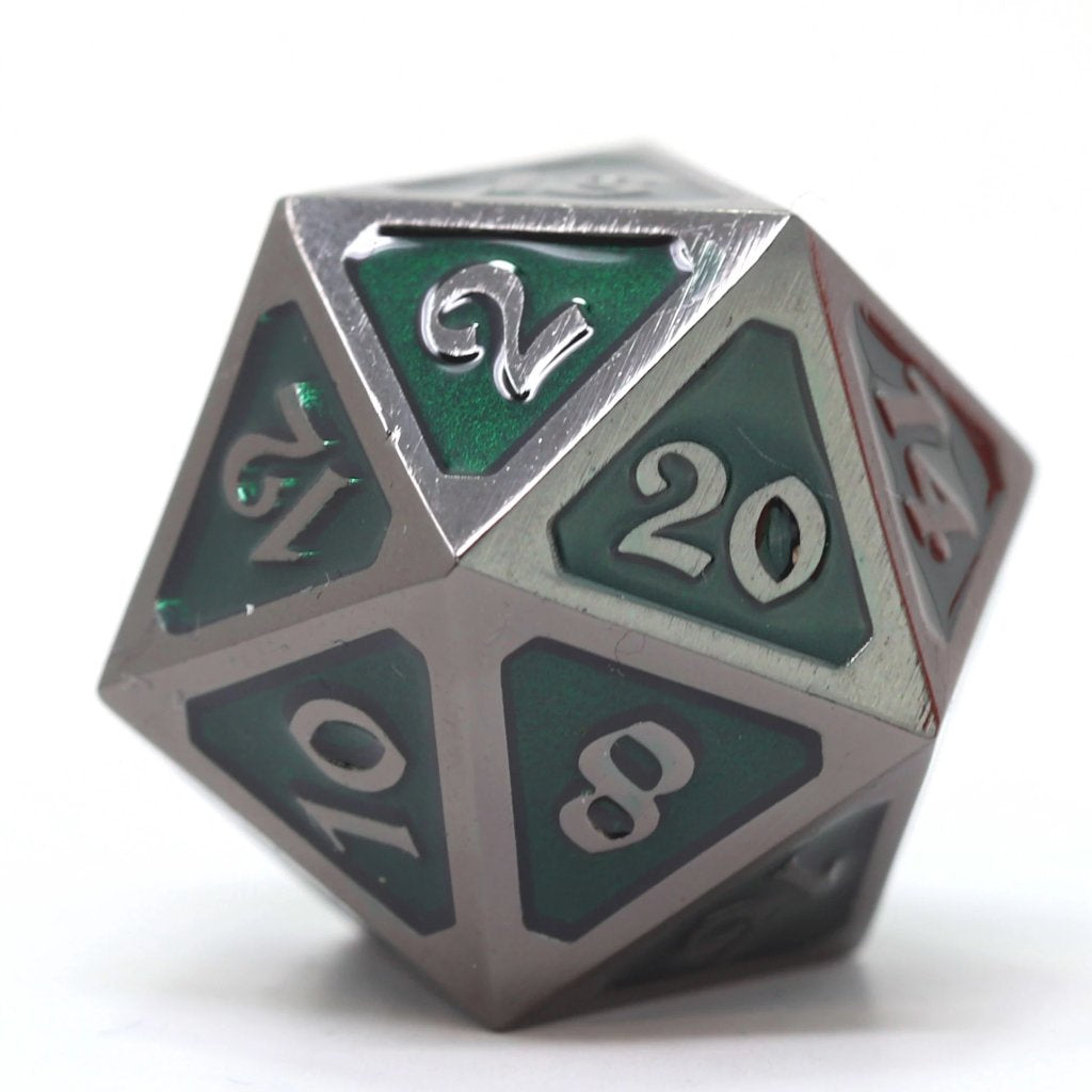 Metal Dire d20: Mythica Sinister Emerald Die Hard Dice Dice